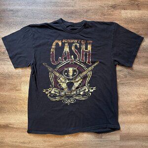 Johnny Cash To Town Short Sleeve XL Black Cotton Graphic Country Band T Shirt